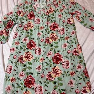 PIONEER WOMAN PEASANT DRESS 3/4 SLEEVE SZ Size XL MINT GREEN FLORAL